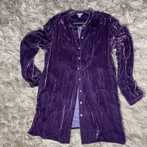 J. Jill Deep Purple Velvet Shirt-Dress/ Long Cardigan/Duster